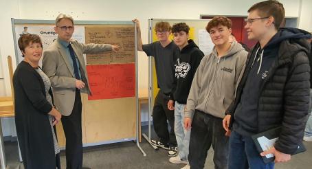 Frau Horn und Herr Wramp kommen mit Schülern der KGS ins Gespräch über die Themen der Ausstellung