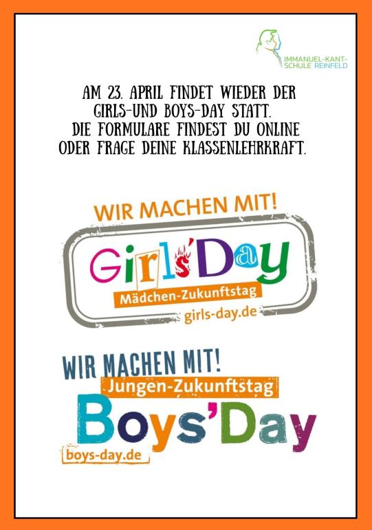 Der Girls and Boys day findet wieder statt!