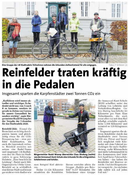 KGS erfolgreich beim Stadtradeln